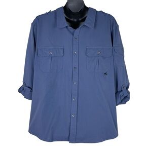 Scandia Woods Poly Button Down Long Sleeve Pilot’s Shirt Blue Mens Size 3XL